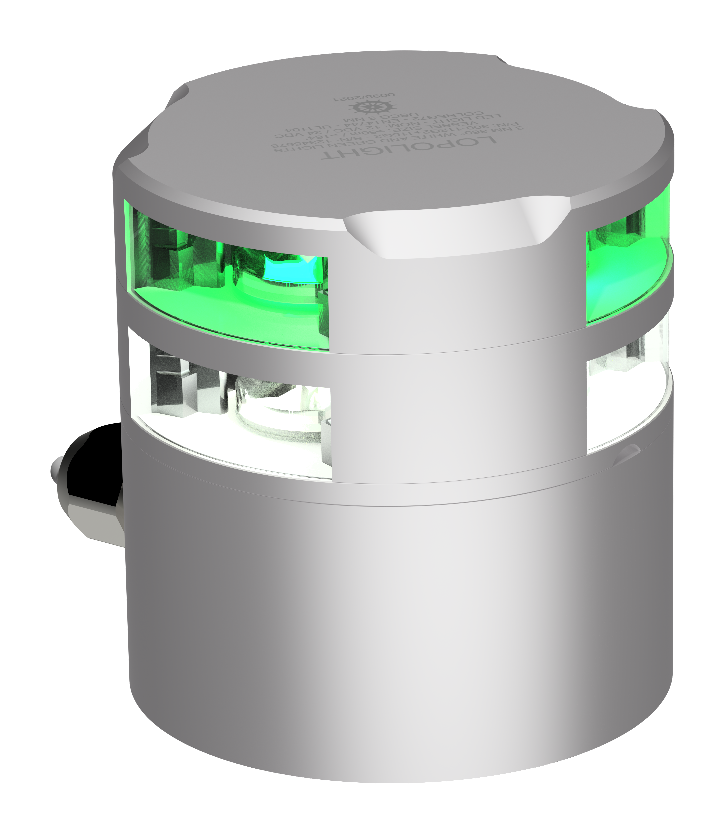 3nm 360° White +3nm 360° Green, silver anodized